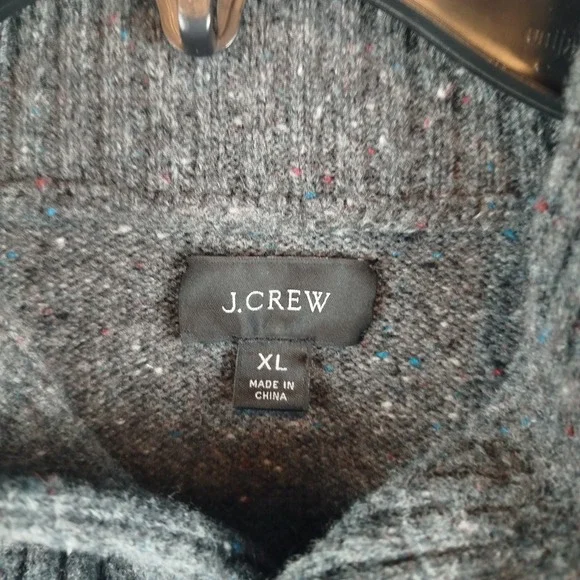 J.Crew Shawl Collar Merino Wool Gray Speckled Sweater Mens XL Rugged Fall - Picture 4 of 11